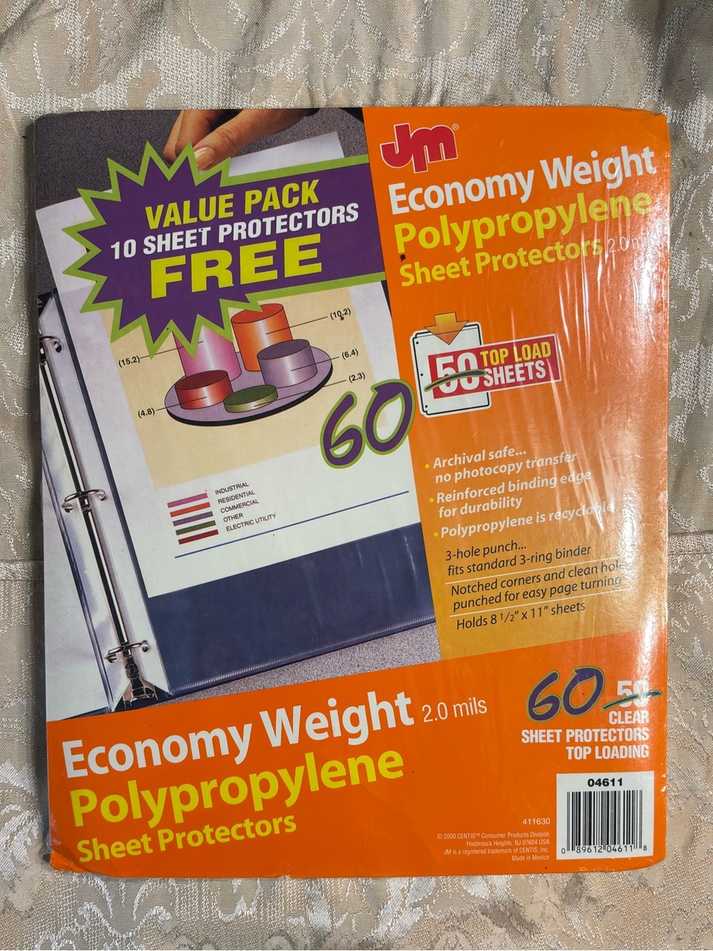 NOS JM Economy Weight Polypropylene Sheet Protectors 60 Count Top Loading 8.5x11